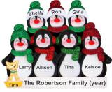 Holiday Fun Penguins Christmas Ornament for 7 with Dogs, Cats, Pets Custom Added Personalized FREE at PersonalizedOrnamentsMarket.com by Russell Rhodes