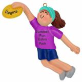 Kids Christmas Ornament Frisbee Brunette Female Personalized FREE at PersonalizedOrnamentsMarket.com by Russell Rhodes