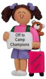 Kids Christmas Ornament Travel Brunette Female Personalized FREE at PersonalizedOrnamentsMarket.com by Russell Rhodes