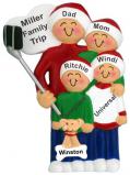 Family Vacation Christmas Ornament for 4 with Dogs, Cats, Pets Custom Added Personalized FREE at PersonalizedOrnamentsMarket.com by Russell Rhodes