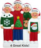 Family Christmas Ornament Dressed to Impress Just the 4 Kids Personalized FREE at PersonalizedOrnamentsMarket.com by Russell Rhodes