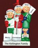 Family Christmas Ornament White Xmas for 3 with Pets Personalized FREE at PersonalizedOrnamentsMarket.com by Russell Rhodes