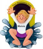 Water Park Christmas Ornament Blond Female Personalized FREE at PersonalizedOrnamentsMarket.com by Russell Rhodes