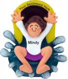 Water Park Christmas Ornament Brunette Female Personalized FREE at PersonalizedOrnamentsMarket.com by Russell Rhodes