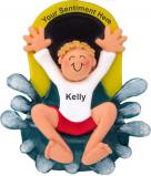 Water Park Christmas Ornament Blond Male Personalized FREE at PersonalizedOrnamentsMarket.com by Russell Rhodes