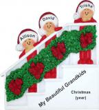 Grandparents Christmas Ornament Holiday Banister 3 Grandkids Personalized FREE at PersonalizedOrnamentsMarket.com by Russell Rhodes