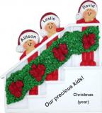 Family Christmas Ornament Holiday Banister Just the 3 Kids Personalized FREE at PersonalizedOrnamentsMarket.com by Russell Rhodes