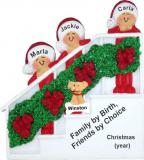 3 Siblings or Sisters Christmas Ornament Holiday Banister with Pets Personalized FREE at PersonalizedOrnamentsMarket.com by Russell Rhodes