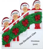 Family Christmas Ornament Holiday Banister Just the 4 Kids Personalized FREE at PersonalizedOrnamentsMarket.com by Russell Rhodes