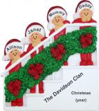 Family Christmas Ornament Holiday Banister for 4 Personalized FREE at PersonalizedOrnamentsMarket.com by Russell Rhodes