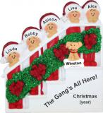 Grandparents Christmas Ornament Holiday Banister 5 Grandkids with Pets Personalized FREE at PersonalizedOrnamentsMarket.com by Russell Rhodes