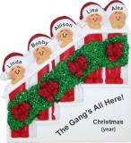 Family Christmas Ornament Holiday Banister Just the 5 Kids Personalized FREE at PersonalizedOrnamentsMarket.com by Russell Rhodes