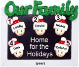 Family Christmas Ornament Holiday Frame for 5 Personalized FREE at PersonalizedOrnamentsMarket.com by Russell Rhodes