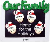 Family Christmas Ornament Holiday Frame for 4 Personalized FREE at PersonalizedOrnamentsMarket.com by Russell Rhodes