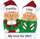 Couples Christmas Ornament PJ Fun Personalized FREE at PersonalizedOrnamentsMarket.com by Russell Rhodes