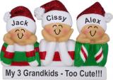 Grandparents Christmas Ornament PJ Fun 3 Grandkids Personalized FREE at PersonalizedOrnamentsMarket.com by Russell Rhodes