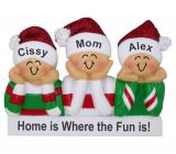 Single Mom Christmas Ornament PJ Fun 2 Kids Personalized FREE at PersonalizedOrnamentsMarket.com by Russell Rhodes