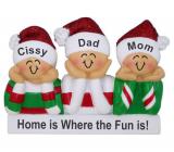 Family Christmas Ornament PJ Fun for 3 Personalized FREE at PersonalizedOrnamentsMarket.com by Russell Rhodes