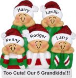 Grandparents Christmas Ornament PJ Fun 5 Grandkids Personalized FREE at PersonalizedOrnamentsMarket.com by Russell Rhodes