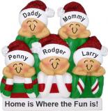 Family Christmas Ornament PJ Fun for 5 Personalized FREE at PersonalizedOrnamentsMarket.com by Russell Rhodes