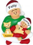 Older Sister with New Baby Brother Christmas Ornament with Pet Personalized FREE at PersonalizedOrnamentsMarket.com by Russell Rhodes