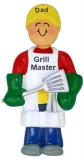 Dad Christmas Ornament Grilling Chief Personalized FREE at PersonalizedOrnamentsMarket.com by Russell Rhodes