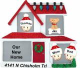 New Home Christmas Ornament Family Home for 3 with Pets Personalized FREE at PersonalizedOrnamentsMarket.com by Russell Rhodes