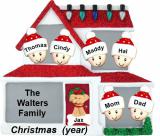 Family Christmas Ornament for 6 Home for Xmas with Pets Personalized FREE at PersonalizedOrnamentsMarket.com by Russell Rhodes