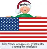 USA Christmas Ornament for Boys Personalized FREE at PersonalizedOrnamentsMarket.com by Russell Rhodes