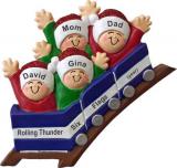 Roller Coaster Christmas Ornament Family of 4 Personalized FREE at PersonalizedOrnamentsMarket.com by Russell Rhodes