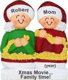 Stringing Popcorn Single Mom 1 Child Christmas Ornament Personalized FREE at PersonalizedOrnamentsMarket.com by Russell Rhodes