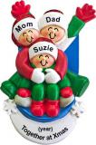 Sledding Family Christmas Ornament for 3 Personalized FREE at PersonalizedOrnamentsMarket.com by Russell Rhodes