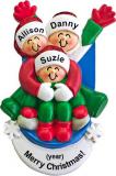 Sledding 3 Grandchildren Christmas Ornament Personalized FREE at PersonalizedOrnamentsMarket.com by Russell Rhodes