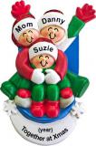 Single Parent Christmas Ornament Sledding 2 Kids Personalized FREE at PersonalizedOrnamentsMarket.com by Russell Rhodes