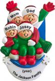 Sledding Family Christmas Ornament for 4 Personalized FREE at PersonalizedOrnamentsMarket.com by Russell Rhodes