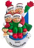 Sledding 4 Grandchildren Christmas Ornament with Dogs, Cats, Pets Custom Added Personalized FREE at PersonalizedOrnamentsMarket.com by Russell Rhodes