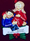 Pregnant Christmas Ornament Expecting Baby Brunette Male Blond Female Personalized FREE at PersonalizedOrnamentsMarket.com by Russell Rhodes