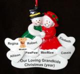 Grandparents Christmas Ornament Surrounded by Love 5 Grandkids with Pets Personalized FREE at PersonalizedOrnamentsMarket.com by Russell Rhodes