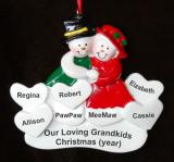 Grandparents Christmas Ornament Surrounded by Love 5 Grandkids Personalized FREE at PersonalizedOrnamentsMarket.com by Russell Rhodes