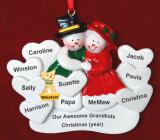 Grandparents Christmas Ornament Surrounded by Love 8 Grandkids with Pets Personalized FREE at PersonalizedOrnamentsMarket.com by Russell Rhodes