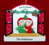 Couples Christmas Ornament Holiday Window Personalized FREE at PersonalizedOrnamentsMarket.com by Russell Rhodes