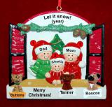 Family of 3 Christmas Ornament Holiday Window with up to 3 Dogs, Cats, Pets Custom Add-ons Personalized FREE at PersonalizedOrnamentsMarket.com by Russell Rhodes