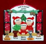 Family of 3 Christmas Ornament Holiday Window with up to 4 Dogs, Cats, Pets Custom Add-ons Personalized FREE at PersonalizedOrnamentsMarket.com by Russell Rhodes