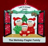 Gay Family of 3 Christmas Ornament Holiday Window Personalized FREE at PersonalizedOrnamentsMarket.com by Russell Rhodes