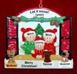 Lesbian Family of 3 Christmas Ornament Holiday Window with up to 3 Dogs, Cats, Pets Custom Add-ons Personalized FREE at PersonalizedOrnamentsMarket.com by Russell Rhodes