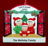 Family of 3 Christmas Ornament Holiday Window Personalized FREE at PersonalizedOrnamentsMarket.com by Russell Rhodes