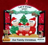 Gay Family of 4 Christmas Ornament Holiday Window with up to 2 Dogs, Cats, Pets Custom Add-ons Personalized FREE at PersonalizedOrnamentsMarket.com by Russell Rhodes