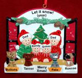 Gay Family of 4 Christmas Ornament Holiday Window with up to 4 Dogs, Cats, Pets Custom Add-ons Personalized FREE at PersonalizedOrnamentsMarket.com by Russell Rhodes