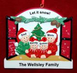 Family of 4 Christmas Ornament Holiday Window Personalized FREE at PersonalizedOrnamentsMarket.com by Russell Rhodes