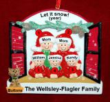 Lesbian Family of 5 Christmas Ornament Holiday Window with 1 Dog, Cat, Pets Custom Add-on Personalized FREE at PersonalizedOrnamentsMarket.com by Russell Rhodes